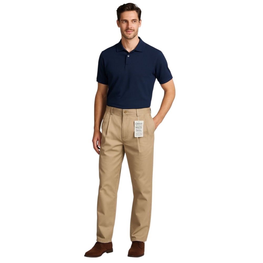 Greg Norman Wrinkle Resistant 100% Cotton Pleated Khaki Pants 34x32
